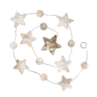 Dekostrang STERNE 150cm weis-gold, Capiz