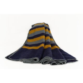 Yakwolle 240 x 120 cm blau grau ocker