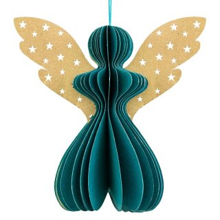 Baumschmuck Engel Origami 7cm petrol Sterne, Papier
