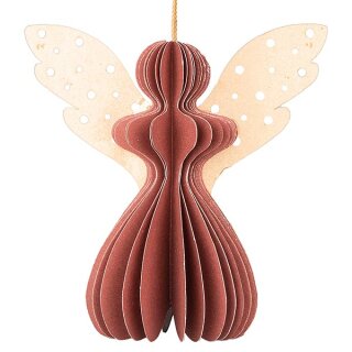 Baumschmuck Engel Origami 7cm weinrot Punkte, Papier