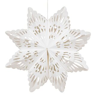Faltstern Schneeflocke mit LED, 30cm, weis, Papier