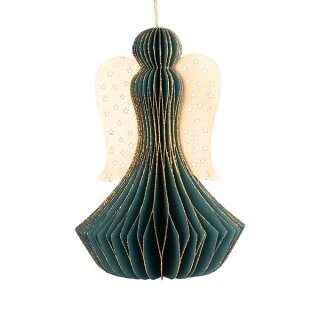 Baumschmuck Engel Origami 12cm petrol Sterne, Glitter