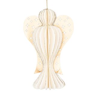 Baumschmuck Engel Origami 12cm weis Punkte, Glitter