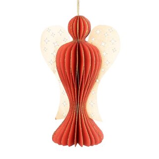 Baumschmuck Engel Origami 12cm rot Punkte, Glitter