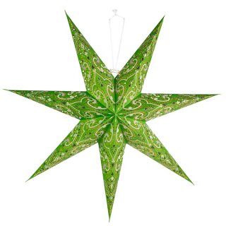 Faltstern 7 Strahlen 45cm, Glitter grun-gold, Papier