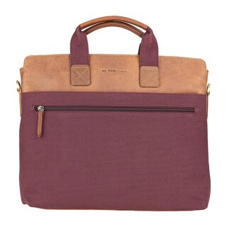 Business bag, bordeaux, Ziegenleder und Canvas