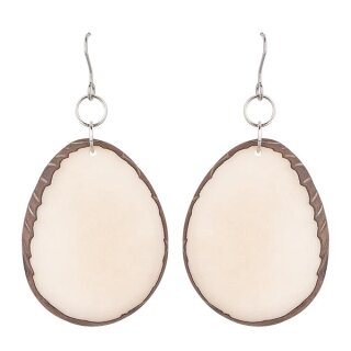 Ohrringe oval natur, Tagua