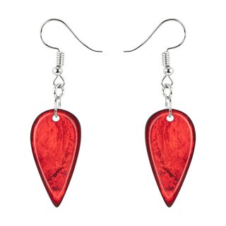 Ohrringe Oval Tropfen, rot, Capiz