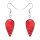 Ohrringe Oval Tropfen, rot, Capiz