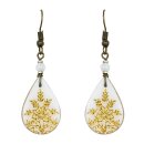 Ohrringe Botanisches Muster Tropfen weis-gold, Fliese