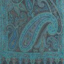 Schal PAISLEY blau-turkis-schwarz, 165x35cm, Seide