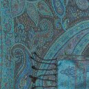 Schal PAISLEY blau-turkis-schwarz, 165x35cm, Seide