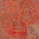 Schal PAISLEY rot-turkis-aubergine, 165x35cm, Seide