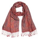 Schal PAISLEY rot-dunkelblau-beige, 165x35cm, Seide