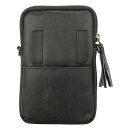 Handtasche Vintage-SMARTPHONE TUSSEL schwarz, Rindsleder
