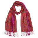 Schal PAISLEY rot-pink-blau, 190x54cm, Seide