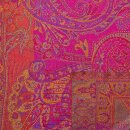 Schal PAISLEY rot-pink-blau, 190x54cm, Seide