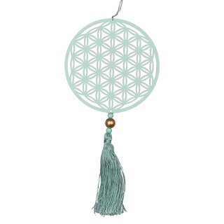 Blume des Lebens mit Tassel Dekoration, mint, MDF Ornament