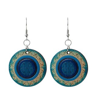 Ohrringe MYSTIC DISC blau, Flaschenkurbis