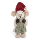 Baby Maus weiß, Hose grün, 10 cm