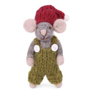 Maus grau, Hose piniengrün, 12 cm