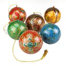 Weihnachtskugel Kaschmir, 7,5cm, handbemalt, Pappmache