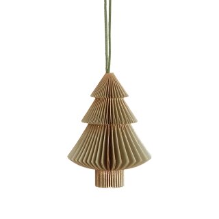 Papierdeko Origami Weihnachtsbaum, 7,5cm, piniengrun, Gold