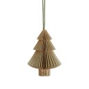 Papierdeko Origami Weihnachtsbaum, 7,5cm, piniengrun, Gold