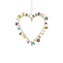 Perlendekoration HERZ 5cm, violett-petrol