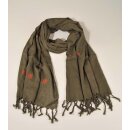 SCHAL bestickt graphit, 100% Baumwolle 180x65cm