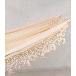 HÄNGEMATTE mit Borte, Baumwolle natur 320x128cm