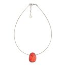 Halskette Oval Glitter, rot, Capiz