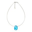 Halskette Oval Glitter, saphirblau, Capiz