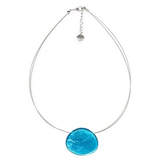 Halskette oval hellblau, Capiz