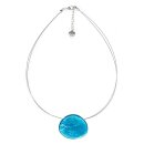 Halskette oval hellblau, Capiz