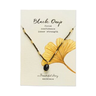 Wishing Schwarzer Onyx Halskette Goldfarben