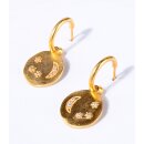 CREOLEN Mond Sterne Stein, Messing 18k vergoldetL 2,5cm