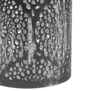 Windlicht 10x13cm GLAMOUR, schwarz-silber, Eisenblech