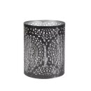 Windlicht 10x13cm GLAMOUR, schwarz-silber, Eisenblech