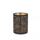 Windlicht 8x10cm COSMIC, schwarz-gold, Eisenblech