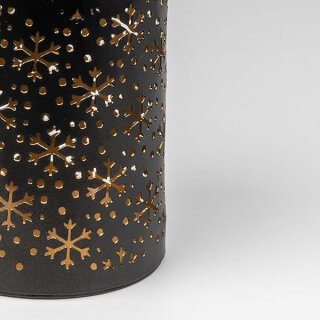 Windlicht 8x10cm SNOW, schwarz-gold, Eisenblech