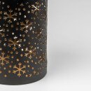 Windlicht 8x10cm SNOW, schwarz-gold, Eisenblech