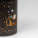 Windlicht 8x10cm NIGHT FOREST, schwarz-gold, Eisenblech