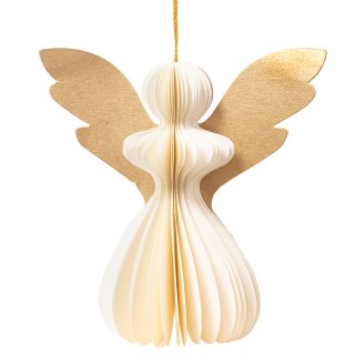 Papierdeko Engel Origami 7cm weis-gold, Papier