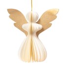 Papierdeko Engel Origami 7cm weis-gold, Papier
