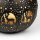 Windlicht rund,18x13cm NIGHT FOREST, schwarz-gold, Eisenblec