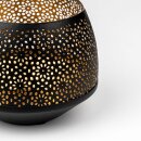 Windlicht 10x10cm rund, DAISY, schwarz-gold, Eisenblech