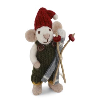 Maus weiß, Hose & Ski, 12 cm