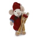 Maus weiß, Kleid & Ski, 12 cm