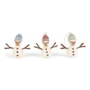 Schneemann, Mütze farbig, 3er Set, 6 cm